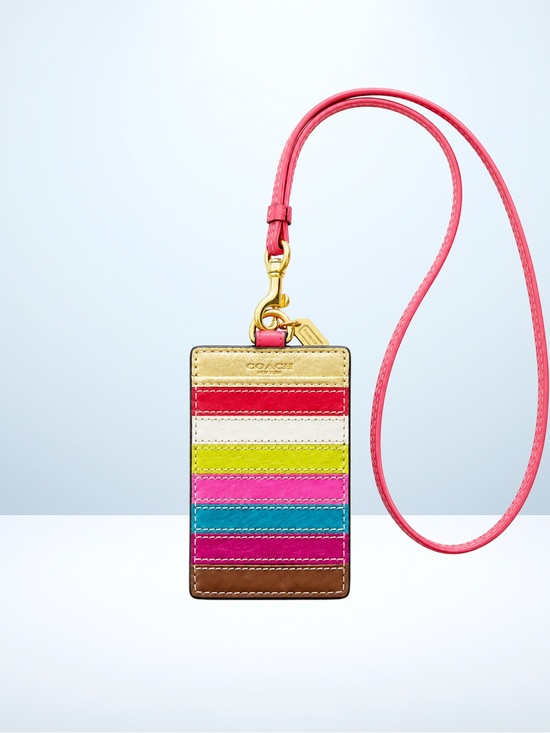 Coach Accessories - Coach Legacy Stripe ID Lanyard - NWT/Stitched Leather/Bullet y2K